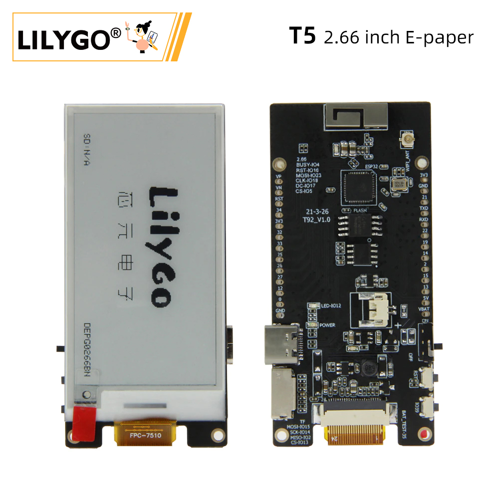 LILYGO® TTGO T5 2.66 inch E-pa - đánh giá và giá Ttgo T Watch